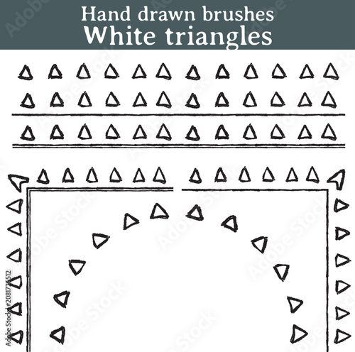 White triangles. Three Illustrator brushes created from ink strokes to give a 