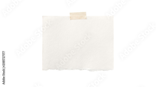 Blank Torn White Paper with Masking Tape Isolated on Transparent 