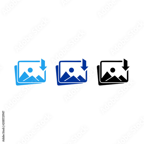 A collection of vector icons in various colors for enhancing photos. Attaching a new image or photo.
