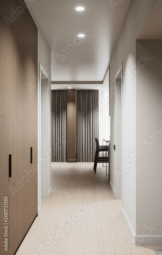 Modern Apartment Hallway Interior Design Leading to the Main Living Area