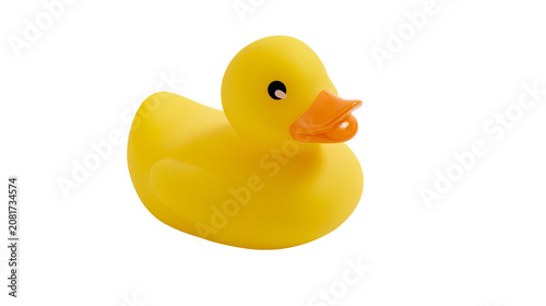 Canvastavla Classic yellow rubber duck toy with orange beak, isolated on transparent backgro
