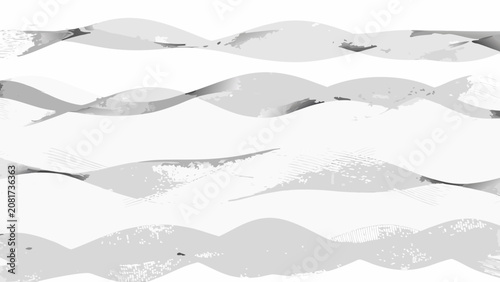 Vászonkép Gray wave pattern with four variations on a white background showcasing smooth u