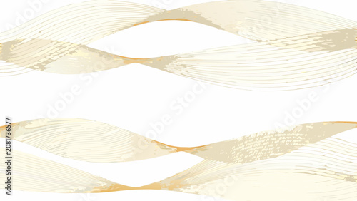 Obraz na plátně Golden wave pattern with elegant flowing lines against a white background a deco