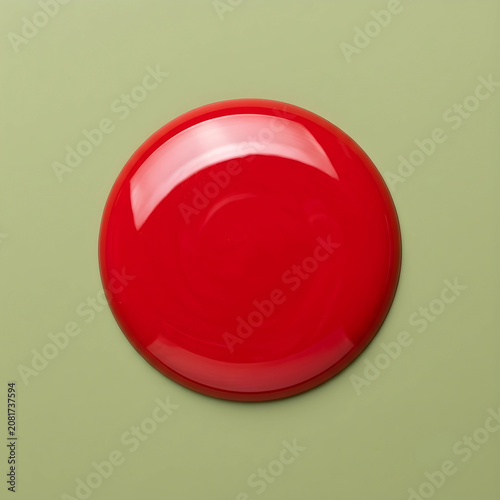 High Gloss Liquid Electric Red Hair Tint Pour Macro Swatch on Olive Green