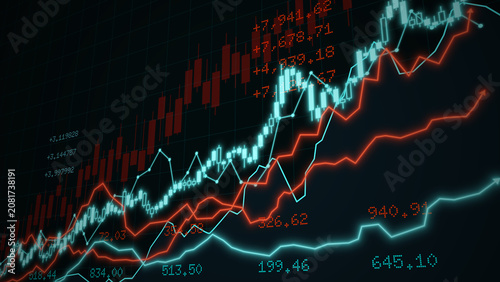 Diagrams and stock market data with lines and dynamics index charts digital trading analytics interface and global investment strategy