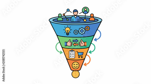 A conceptual marketing funnel illustrating customer journey and engagement