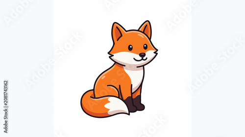 A cute cartoon-style fox sits on a white background looking forward
