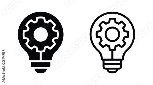 Light bulb icon set with gear inside representing innovation and technical problem solving Vector