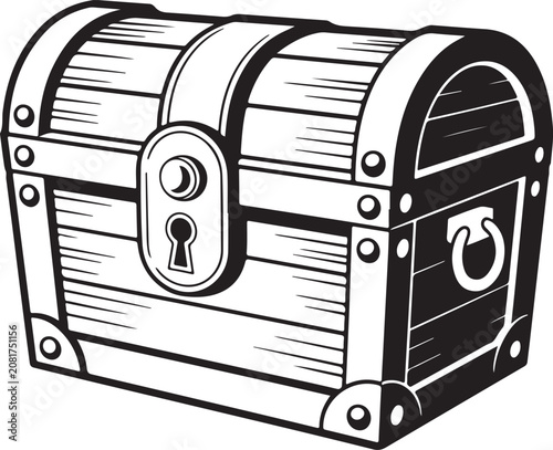 Old wooden treasure chest with metal lock
