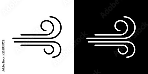 Wind Symbol Line Icon Set. Airflow, Breeze, And Weather Representation Outline Symbol Collection. Climate And Environmental Concept. Editable Stroke. Isolated Vector Illustration