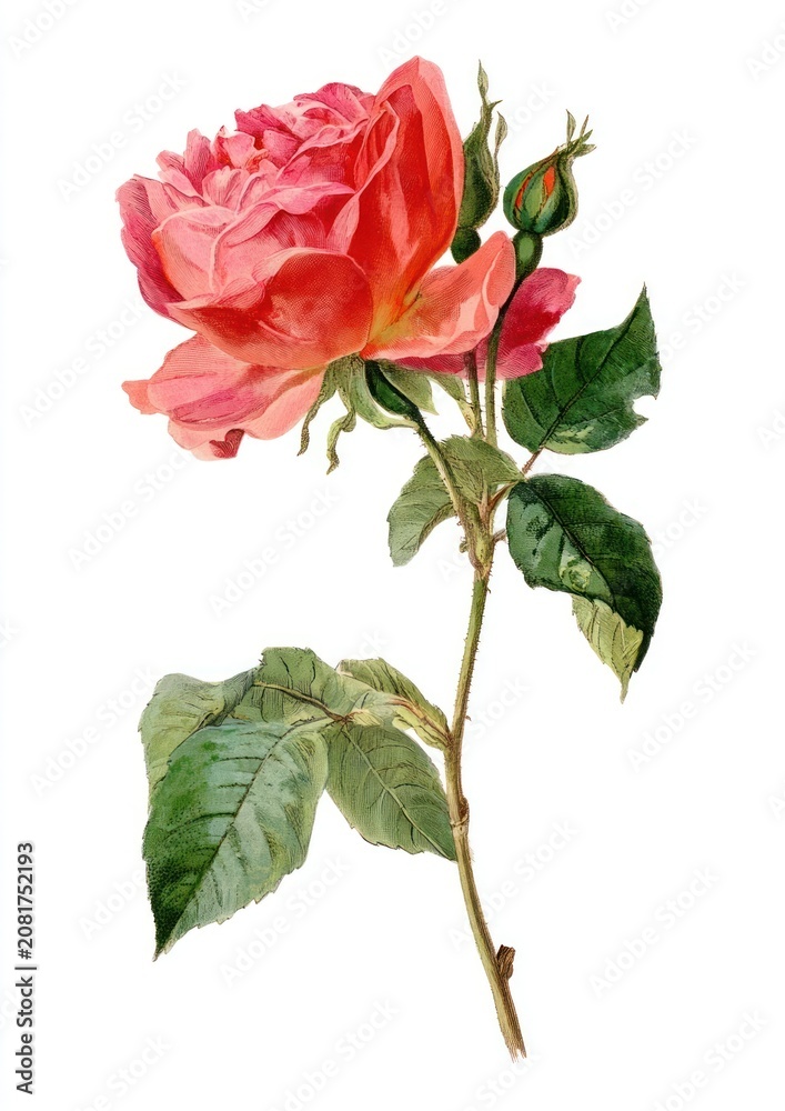 Obraz premium Elegant watercolor rose illustration.