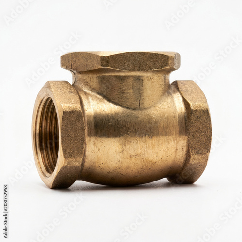 Konstfotografi Generic brass check valve isolated on white.