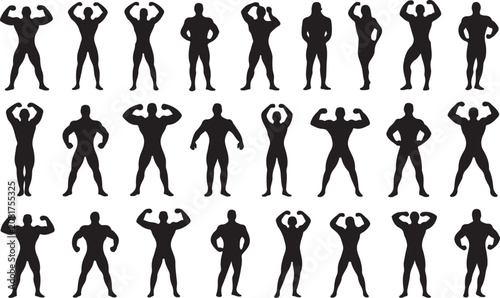 Foto Silhouette people doing fitness poses and exercises