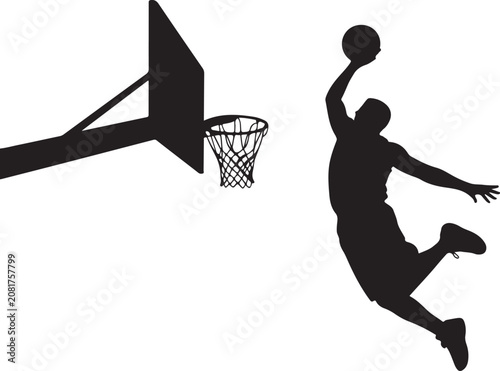 Tableau sur toile Basketball player dunking silhouette vector art