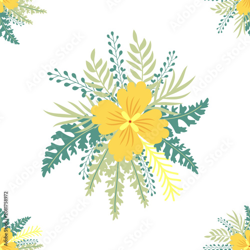Vintage Decorative seamless pattern in classic style with small flowers, ditsy. Light silhouettes of flowers, two-color ornament in pastel colors
