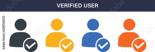 Photos Verified user solid icon set