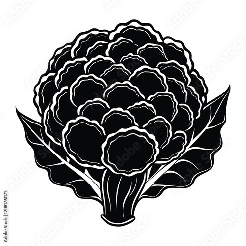 Minimal cauliflower vegetable silhouette isolated vector design for grocery logo packaging and healthy lifestyle concept