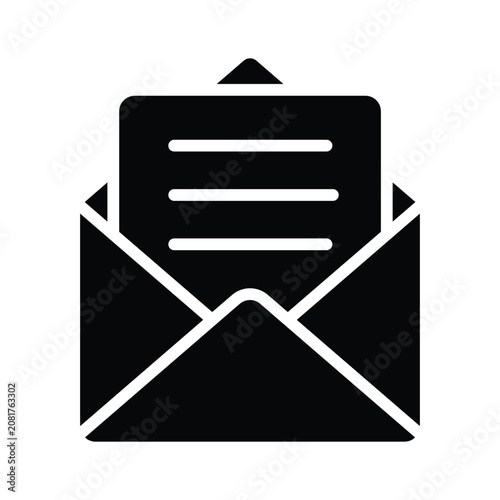 Trendy  glyph icon of open envelope showing electronic mail concept.