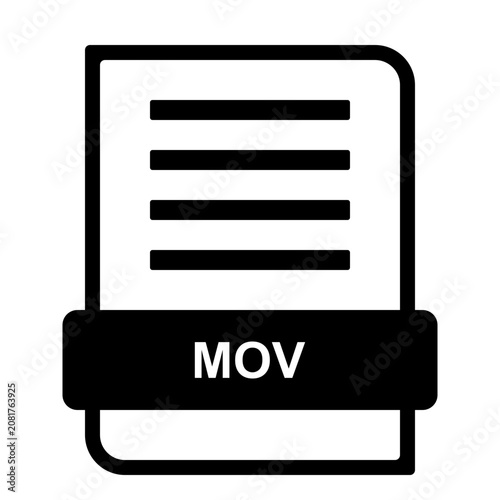 MOV Video Movie File Format Line Vector Icon Illustration