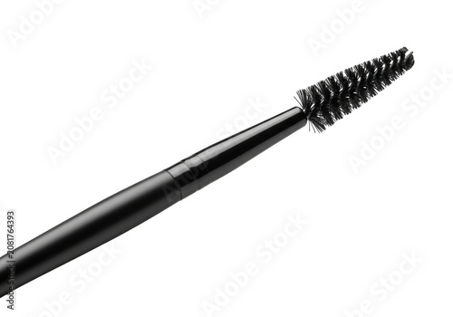 Cosmetic mascara wand with fine bristles in studio lighting for beauty applications Isolated on transparent background