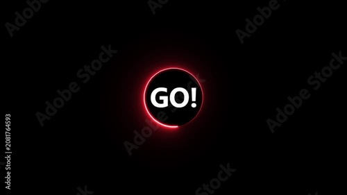 3 2 1 go! countdown inside a black circle against the black background signaling start and motivation, 3 2 1 go starter animation.