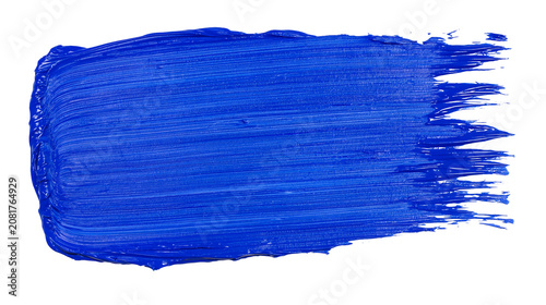 фотографія Thick vibrant blue acrylic paint stroke textured and streaky, isolated on transp
