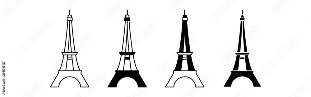 Fototapeta premium Celebrating Bastille Day with Iconic Eiffel Tower Illustrations.