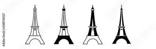 Bild auf Leinwand Celebrating Bastille Day with Iconic Eiffel Tower Illustrations.