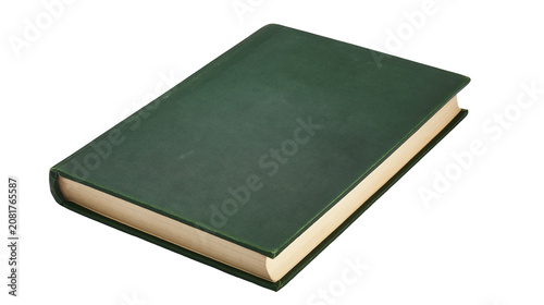 Cuadro en lienzo Closed dark green hardcover book with cream pages, isolated on transparent backg