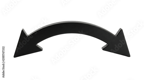 Curved directional arrow with pointed ends pointing outwards on a clean backdrop isolated on transparent background