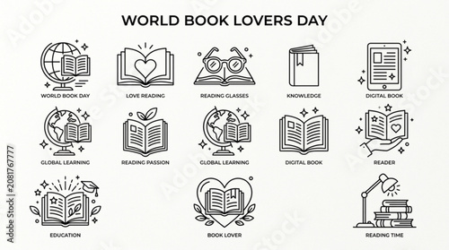 Foto World book lovers day icons for reading
