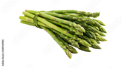 Foto Fresh green asparagus spears tied with twine, isolated on transparent background
