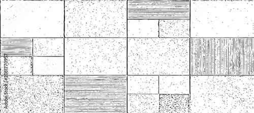 Distressed grunge stripe pattern with bold black vertical bars and heavy weathered texture for urban aesthetic design.