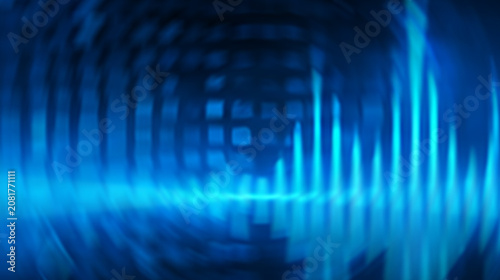 Abstract Blue Cyan Digital Tunnel Background with Glowing Neon Grid Light Effect