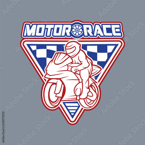 Motorcycle Sport Bike Race Logo Emblem Badge Stylized Retro Vintage Vector