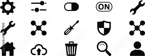 Photos Settings icon featuring modern minimal configuration symbols for mobile apps, software interfaces, system controls, and user preferences, flat vector
