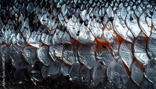Extreme Macro Photography of Shimmering Silver Salmon Fish Scales Texture for Natural Organic Pattern