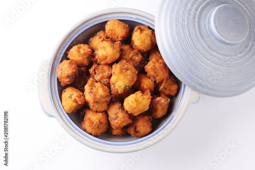 Indian Tasty Moong dal vada, pakora, bhajiya, Yellow Split Gram Fritters served with green chutney