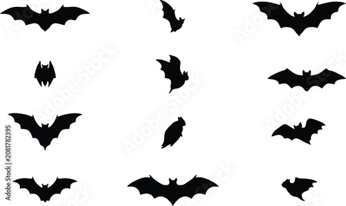 Collection of bat silhouettes for halloween decor and design