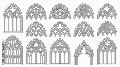 Cuadro en lienzo Gothic Window Tracery Collection - Architectural Elements