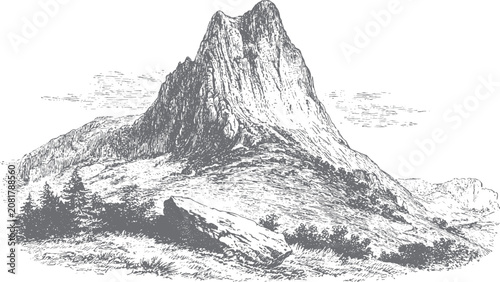 Foto Vintage-style snowy hills, abstract dotted mountain range, pointillist grunge te