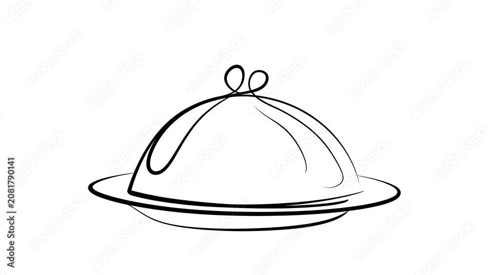 Fototapeta premium Elegant silver cloche on white background.