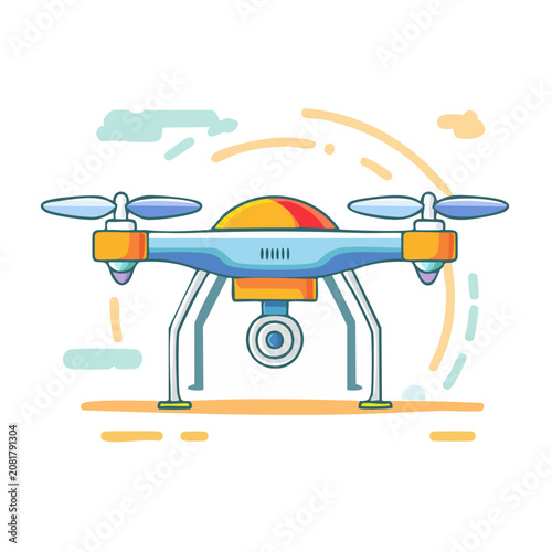 Flat design airplane with rainbow and clouds