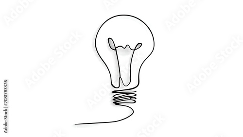 Hand drawn light bulb sketch on white background.