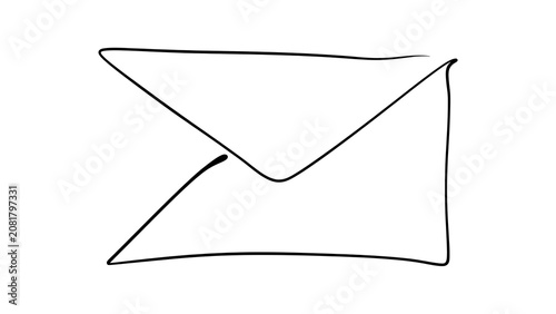 Hand drawn envelope icon on white background.