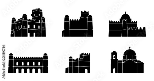 Architectural Silhouettes: Historic Castles, Forts, and Churches Vector Set