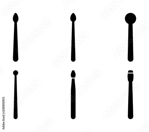 Drumstick Icons Set, Percussion Mallets, Music Instrument Accessories, Vector Graphics