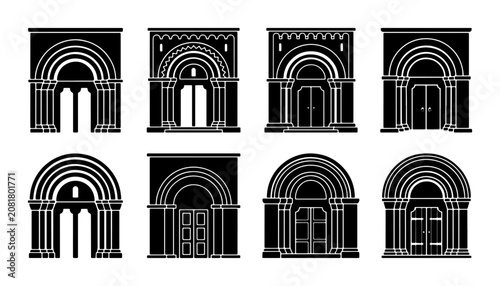 Foto Romanesque Arches, Gothic Doorways, Medieval Entrances, Architectural Facades Se