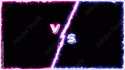Versus Lettering Typography on Glowing Neon Electric Lightning Split Screen Background