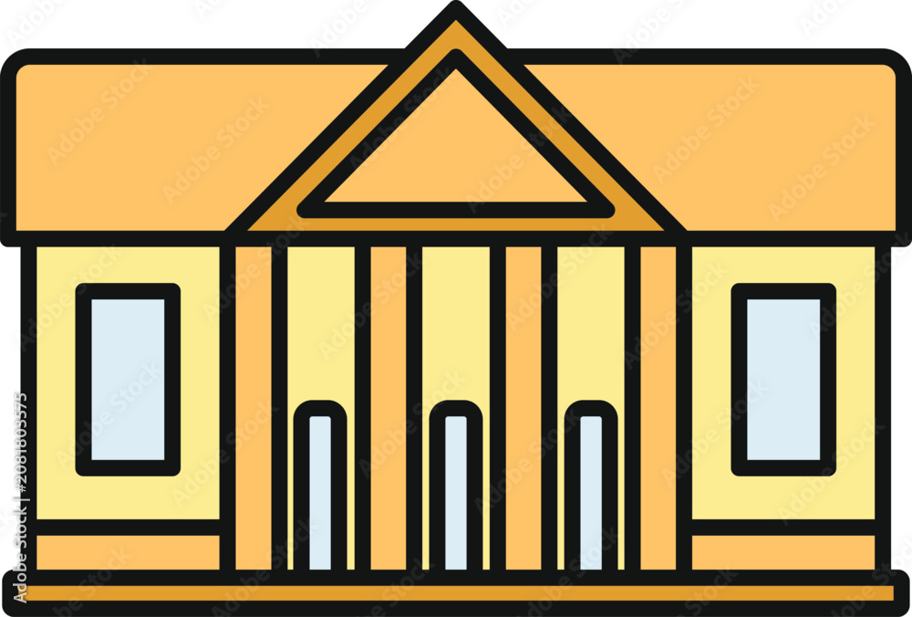 Obraz premium Classical building icon representing banking, government, or education